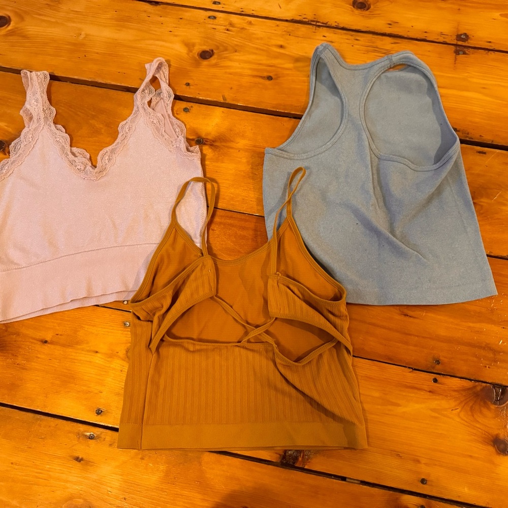Different bralettes purchased from buckle.